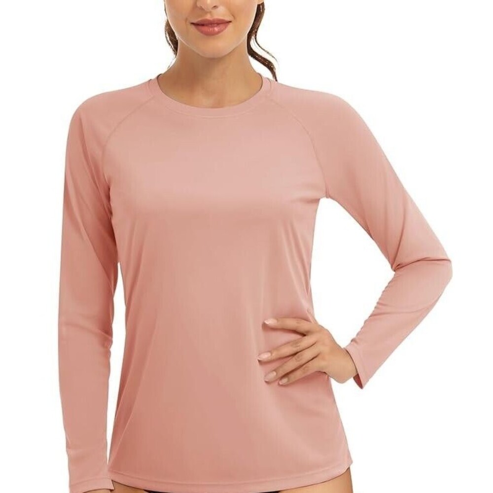 NEW Lady Hagen Long Sleeve Crew Neck Uv Golf Shirt Peach  Size Medium $55.